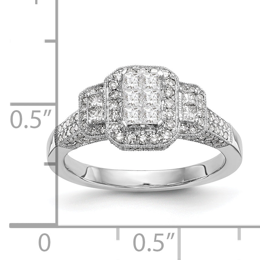 14K White Gold Complete Diamond Cluster Engagement Ring