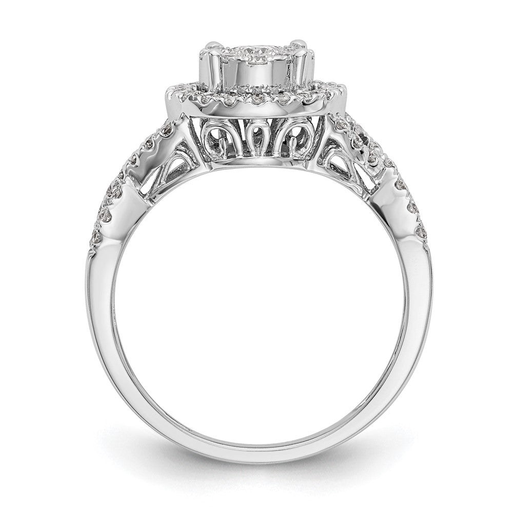 14k White Gold 3/4 Ct. Lab Grown Diamond VS/SI+ G+ Cluster Engagement Ring