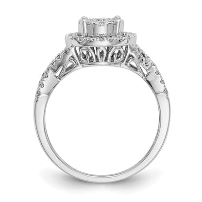 14k White Gold 3/4 Ct. Lab Grown Diamond VS/SI+ G+ Cluster Engagement Ring