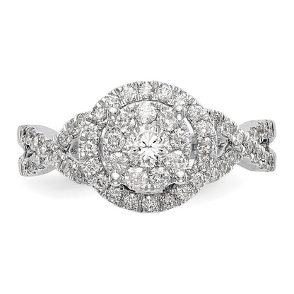 14k White Gold 3/4 Ct. Lab Grown Diamond VS/SI+ G+ Cluster Engagement Ring