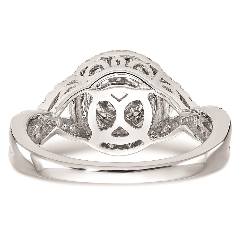 14K White Gold Complete Real Diamond Cluster Engagement Ring