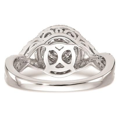 14K White Gold Complete Real Diamond Cluster Engagement Ring