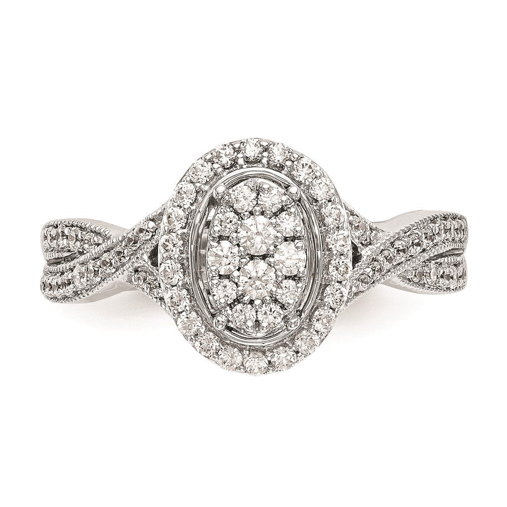 14K White Gold Complete Real Diamond Cluster Engagement Ring