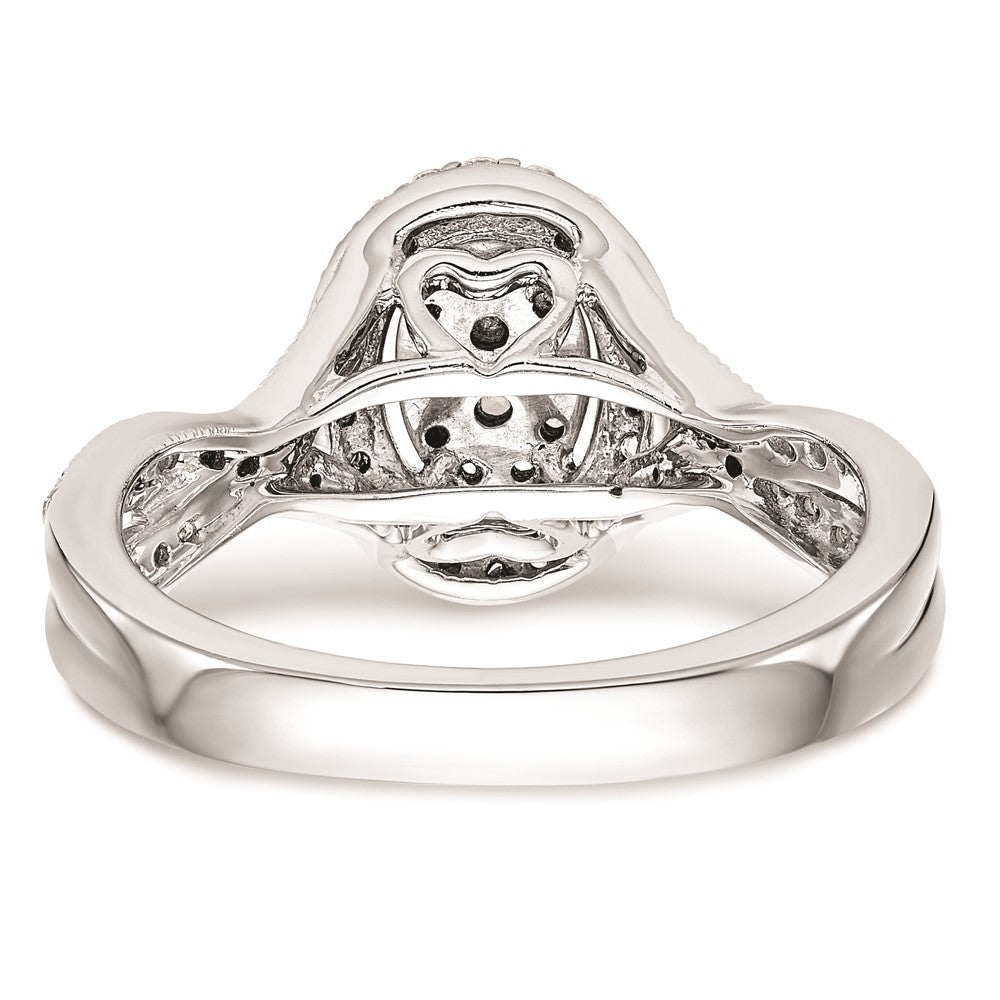 14K White Gold Complete Real Diamond Cluster Engagement Ring