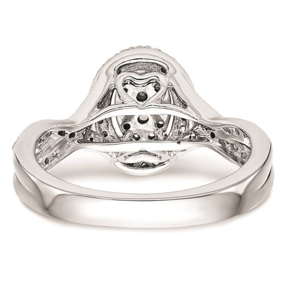 14K White Gold Complete Real Diamond Cluster Engagement Ring