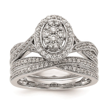 14K White Gold Complete Real Diamond Cluster Engagement Ring