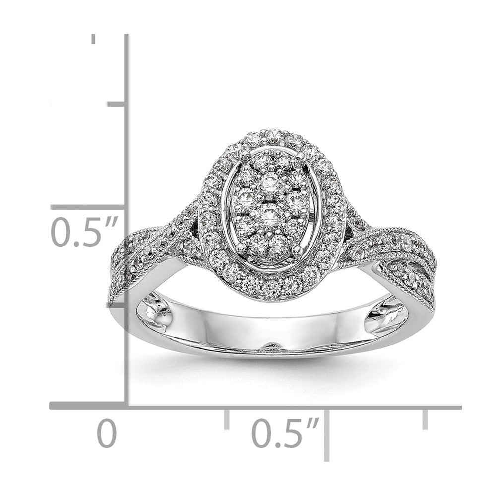 14K White Gold Complete Real Diamond Cluster Engagement Ring