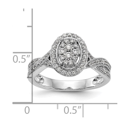 14K White Gold Complete Real Diamond Cluster Engagement Ring