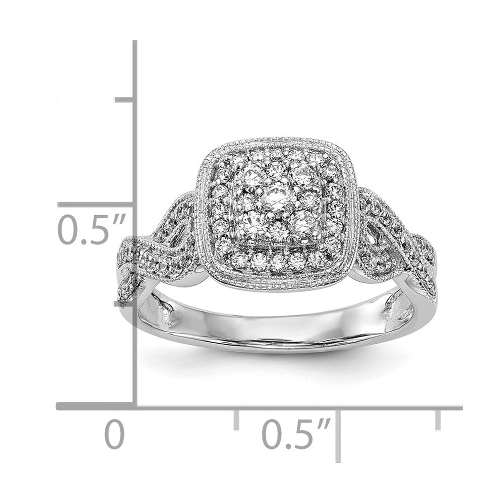 14K White Gold Complete Real Diamond Cluster Engagement Ring