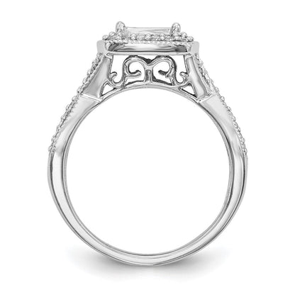 14K White Gold Complete Real Diamond Cluster Engagement Ring