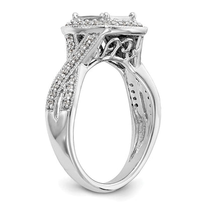 14K White Gold Complete Real Diamond Cluster Engagement Ring