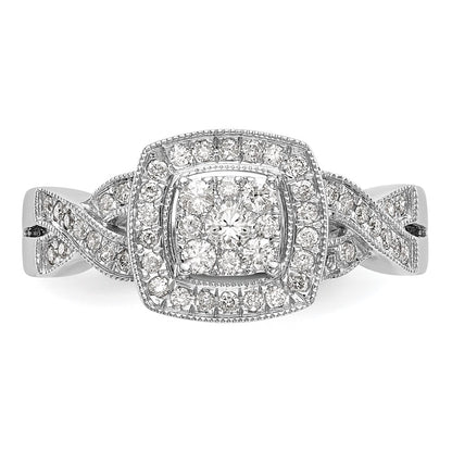 14k White Gold 3/8 Ct. Lab Grown Diamond VS/SI+ G+ Complete Cluster Engagement Ring