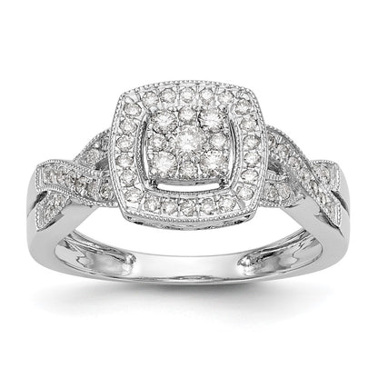 14k White Gold 3/8 Ct. Lab Grown Diamond VS/SI+ G+ Complete Cluster Engagement Ring