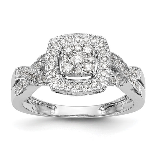 14k White Gold 3/8 Ct. Lab Grown Diamond VS/SI+ G+ Complete Cluster Engagement Ring