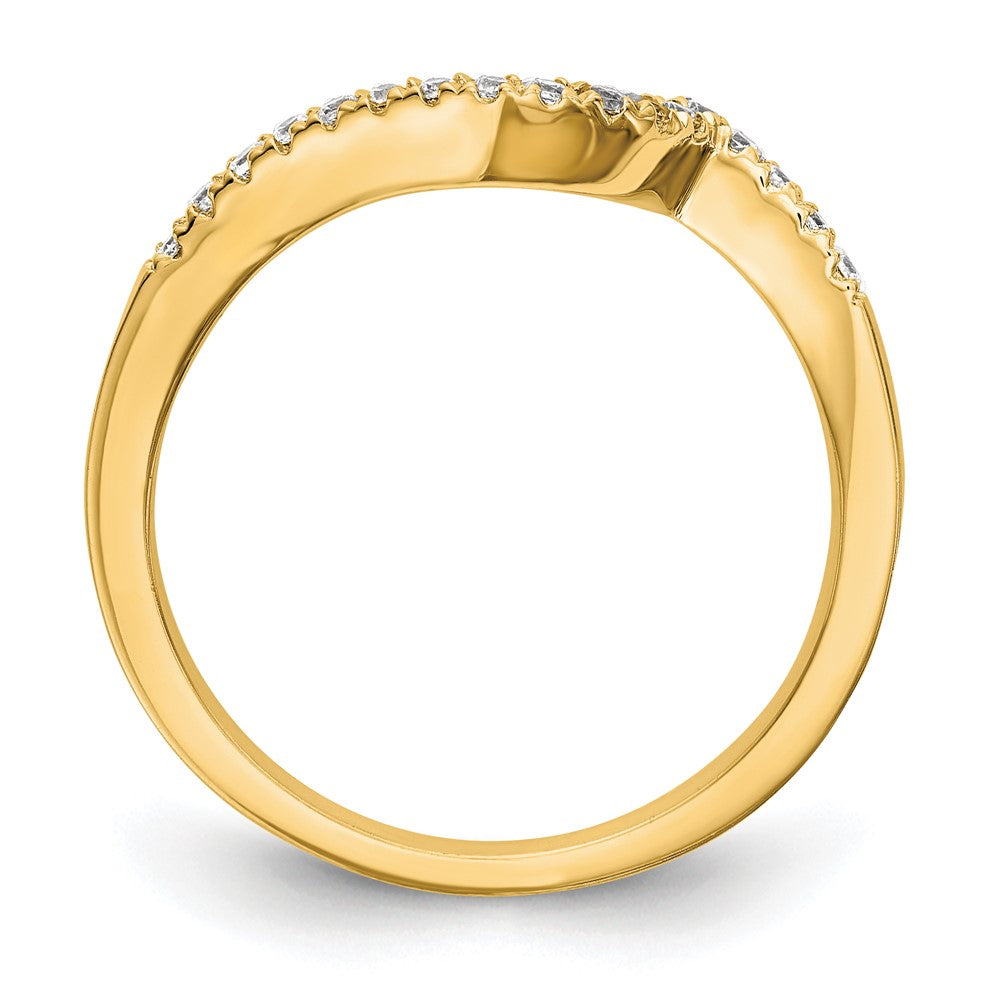0.18ct. CZ Solid Real 14k Yellow Gold Contoured Wedding Wedding Band Ring
