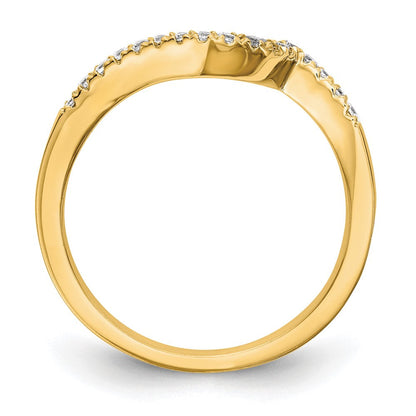 0.18ct. CZ Solid Real 14k Yellow Gold Contoured Wedding Wedding Band Ring