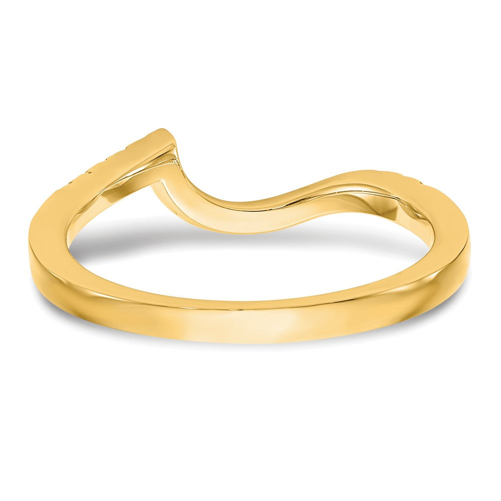 0.18ct. CZ Solid Real 14k Yellow Gold Contoured Wedding Wedding Band Ring