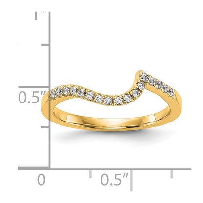0.18ct. CZ Solid Real 14k Yellow Gold Contoured Wedding Wedding Band Ring