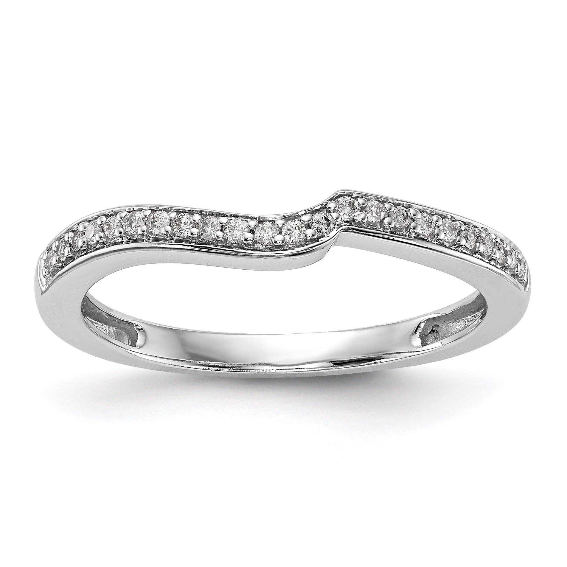 10K White Gold 1/10 Carat Diamond Contoured Complete Wedding Band