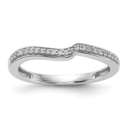 10K White Gold 1/10 Carat Diamond Contoured Complete Wedding Band