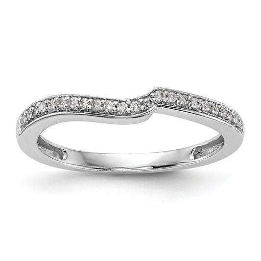 10K White Gold 1/10 Carat Diamond Contoured Complete Wedding Band