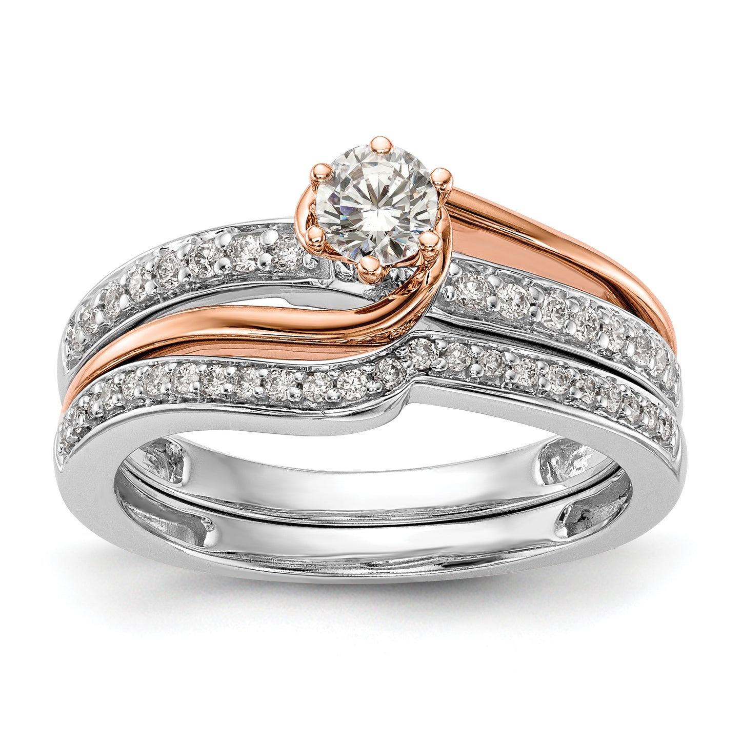 10k Two-Tone Rose and White Gold 3/8 Ct. Lab Grown Diamond VS/SI By-Pass Engagement Ring