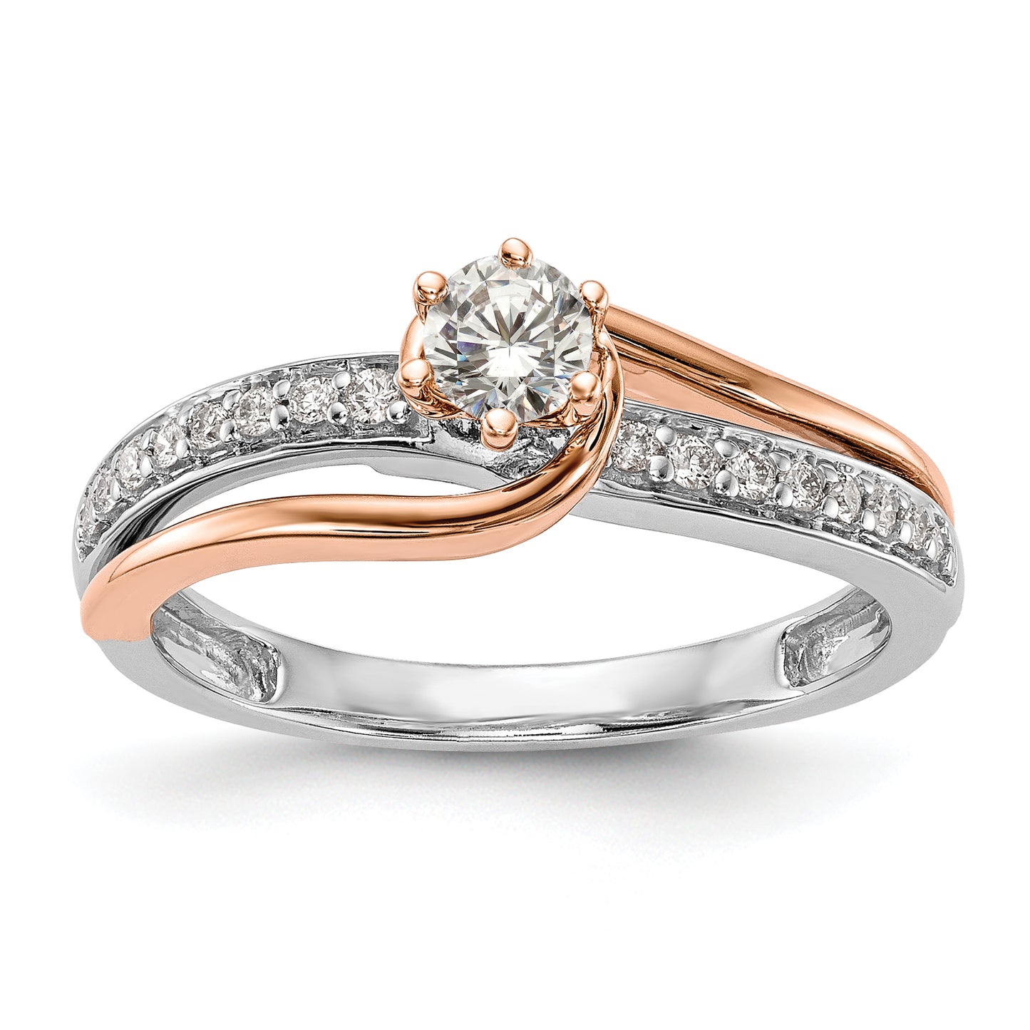 10k Two-Tone Rose and White Gold 3/8 Ct. Lab Grown Diamond VS/SI By-Pass Engagement Ring