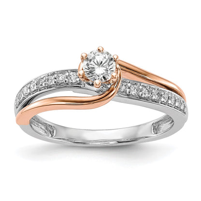 10k Two-Tone Rose and White Gold 3/8 Ct. Lab Grown Diamond VS/SI By-Pass Engagement Ring