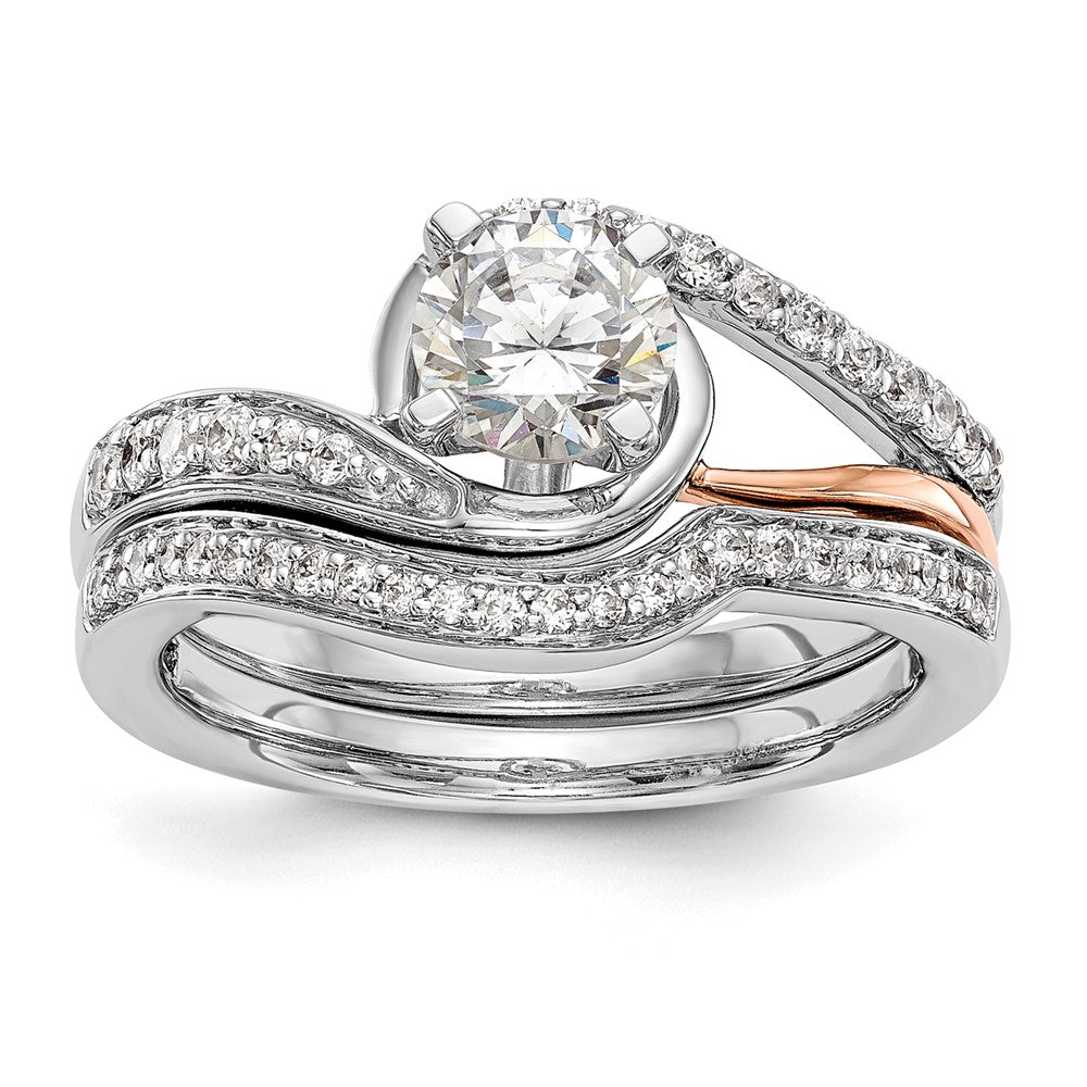 14k Two-Tone Rose and White Gold 1/5 Ct. Lab Grown Diamond VS/SI Semi Mount Peg Set Engagement Ring