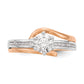 14K White/Rose Gold Two-Tone Rose and White 7/8 Ct. Lab Grown Diamond VS/SI By-Pass Peg Set Engagement Ring