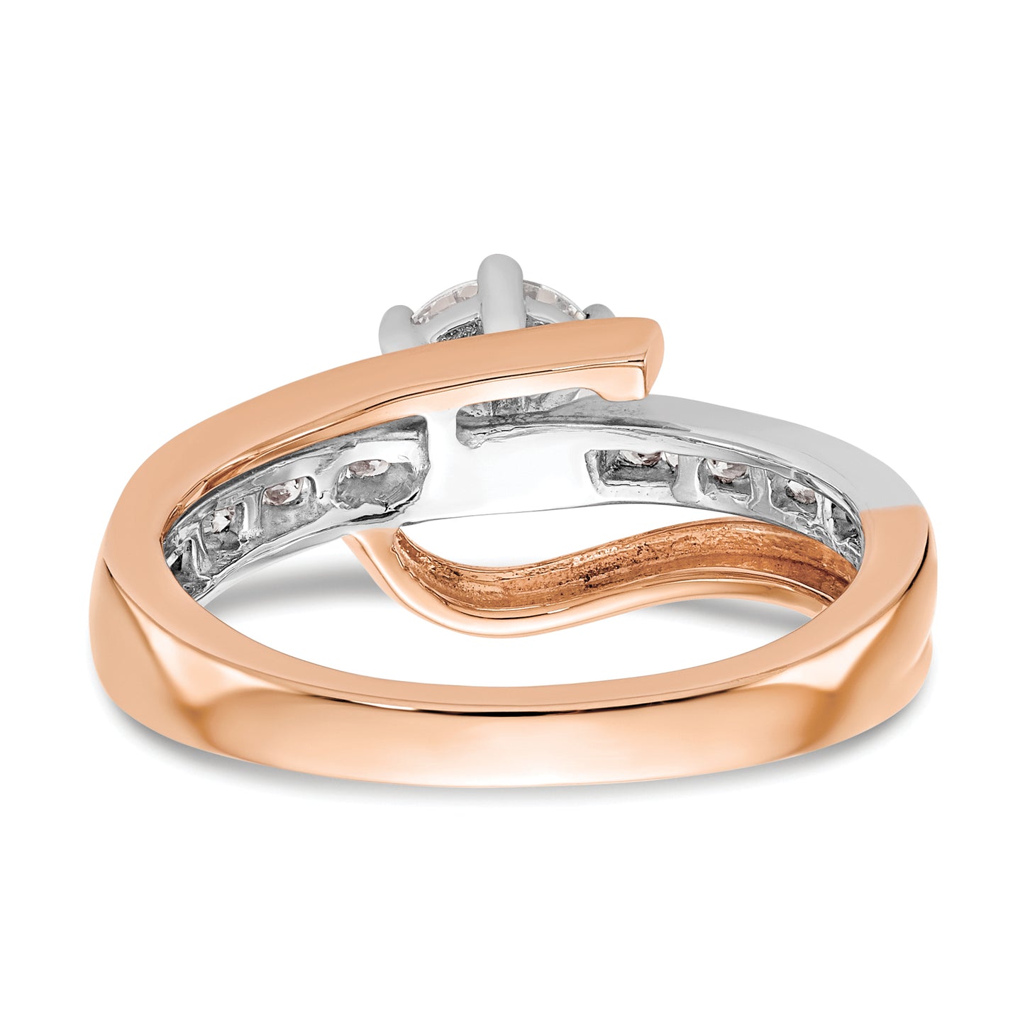 14K White/Rose Gold Two-Tone Rose and White 7/8 Ct. Lab Grown Diamond VS/SI By-Pass Peg Set Engagement Ring