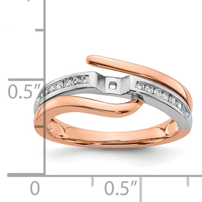 14k Two tone Rose Gold Peg Set Simulated Diamond By Pass Engagement Ring