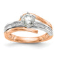 14K White/Rose Gold Two-Tone Rose and White 7/8 Ct. Lab Grown Diamond VS/SI By-Pass Peg Set Engagement Ring