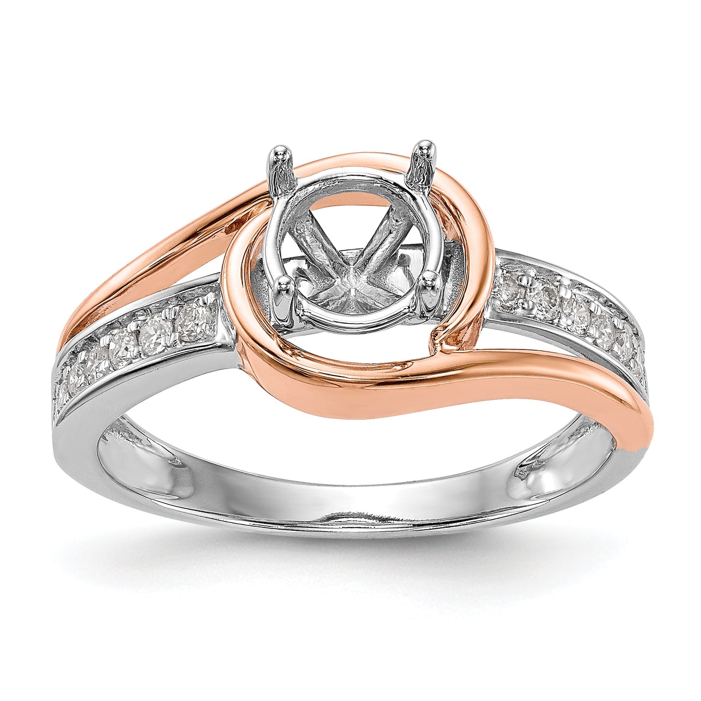 14k Two-Tone Rose and White Gold 1/6 Ct. Lab Grown Diamond VS/SI Peg Set Engagement Ring