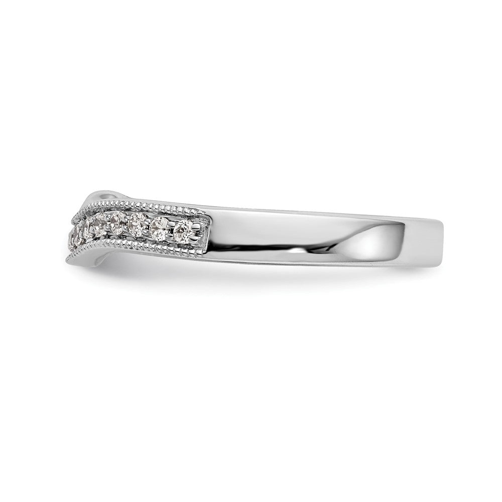 0.17ct. CZ Solid Real 14K White Gold Contoured Wedding Wedding Band Ring