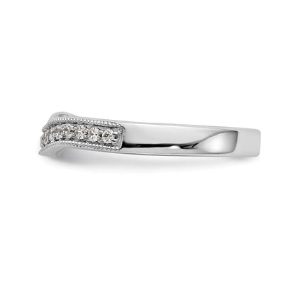 0.17ct. CZ Solid Real 14K White Gold Contoured Wedding Wedding Band Ring