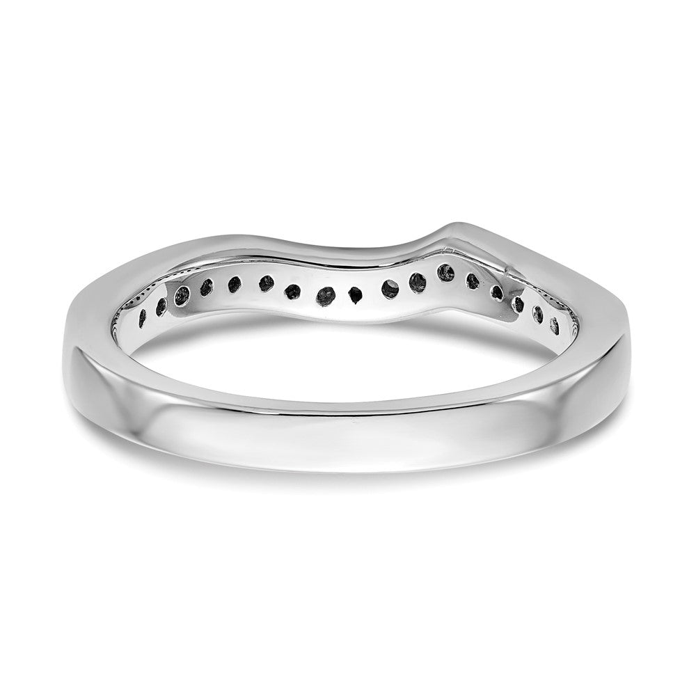 0.17ct. CZ Solid Real 14K White Gold Contoured Wedding Wedding Band Ring