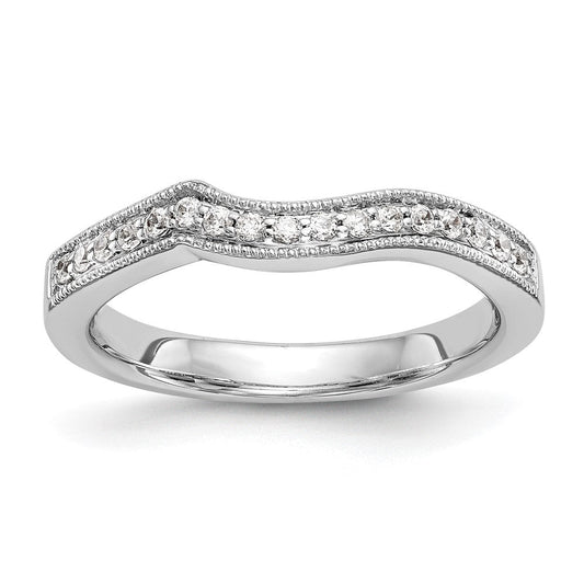 0.17ct. CZ Solid Real 14K White Gold Contoured Wedding Wedding Band Ring