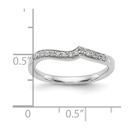 0.13ct. CZ Solid Real 14K White Gold Contoured Wedding Wedding Band Ring