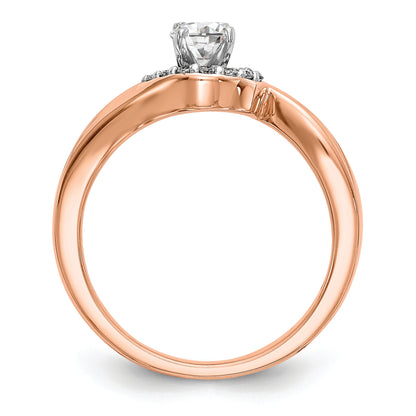 10K Rose Gold Peg Set Bypass 1/20 Carat Diamond Semi Mount Engagement Ring