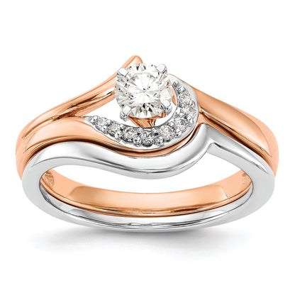10K Rose Gold Peg Set Bypass 1/20 Carat Diamond Semi Mount Engagement Ring