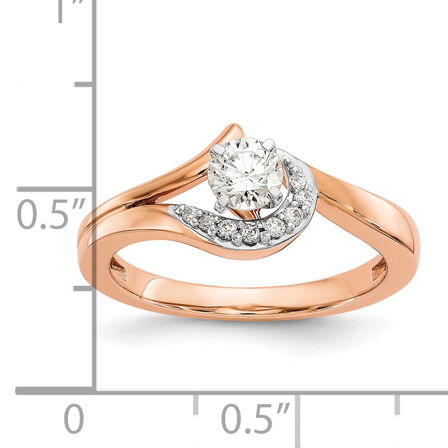 10K Rose Gold Peg Set Bypass 1/20 Carat Diamond Semi Mount Engagement Ring