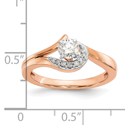 10K Rose Gold Peg Set Bypass 1/20 Carat Diamond Semi Mount Engagement Ring