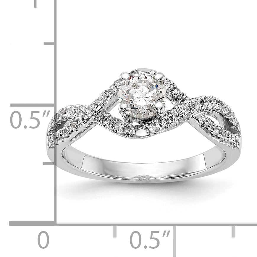 14K White Gold Lab Grown Diamond VS/SI FGH Round Engagement Ring