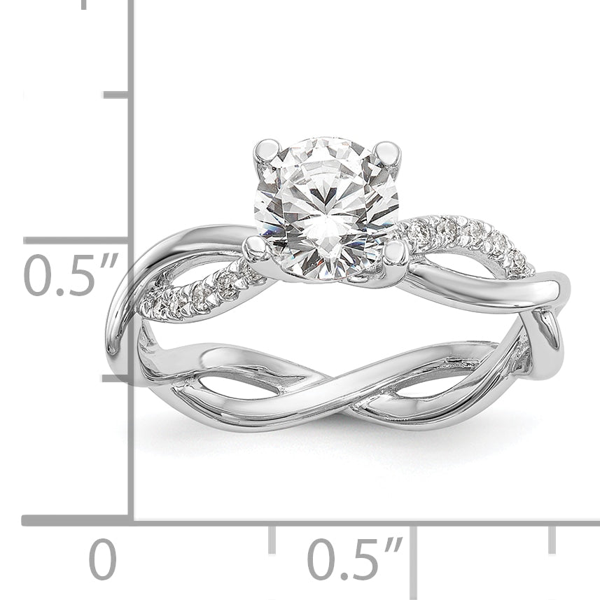 14k White Gold 1/5 Ct. Lab Grown Diamond VS/SI+ G+ 3/4 Ct. Center Round Bypass Engagement Ring