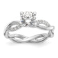 14k White Gold 1/5 Ct. Lab Grown Diamond VS/SI+ G+ 3/4 Ct. Center Round Bypass Engagement Ring