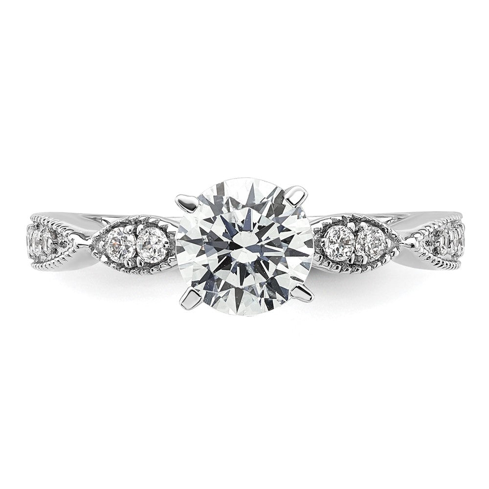 14K White Gold True Origin 1/6 Carat Lab Grown Diamond Vs D E F Semi Mount Round Engagement Ring