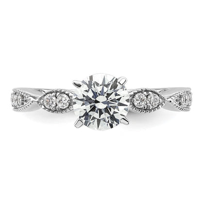 14K White Gold True Origin 1/6 Carat Lab Grown Diamond Vs D E F Semi Mount Round Engagement Ring