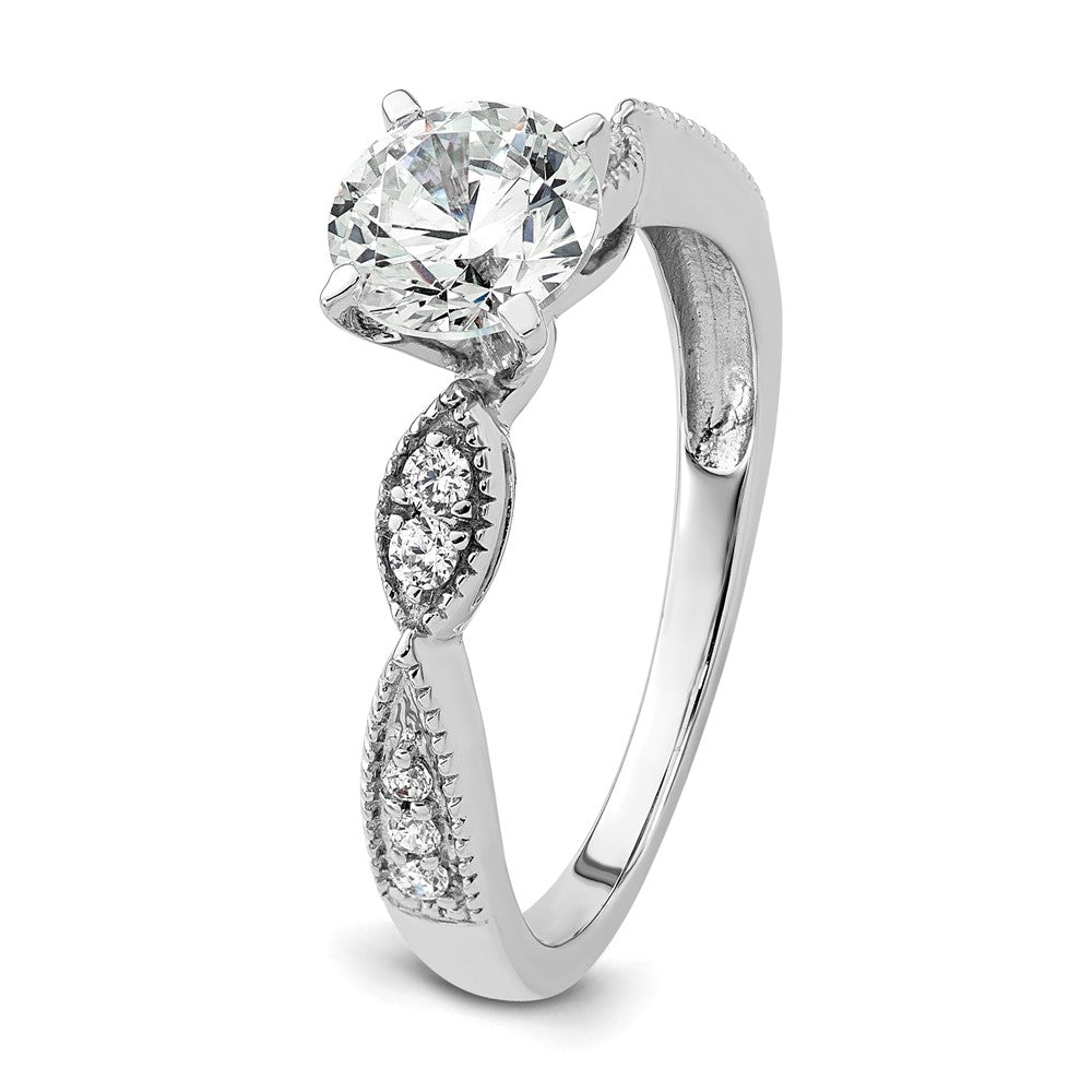14K White Gold True Origin 1/6 Carat Lab Grown Diamond Vs D E F Semi Mount Round Engagement Ring