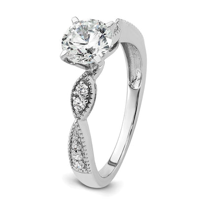 14K White Gold True Origin 1/6 Carat Lab Grown Diamond Vs D E F Semi Mount Round Engagement Ring